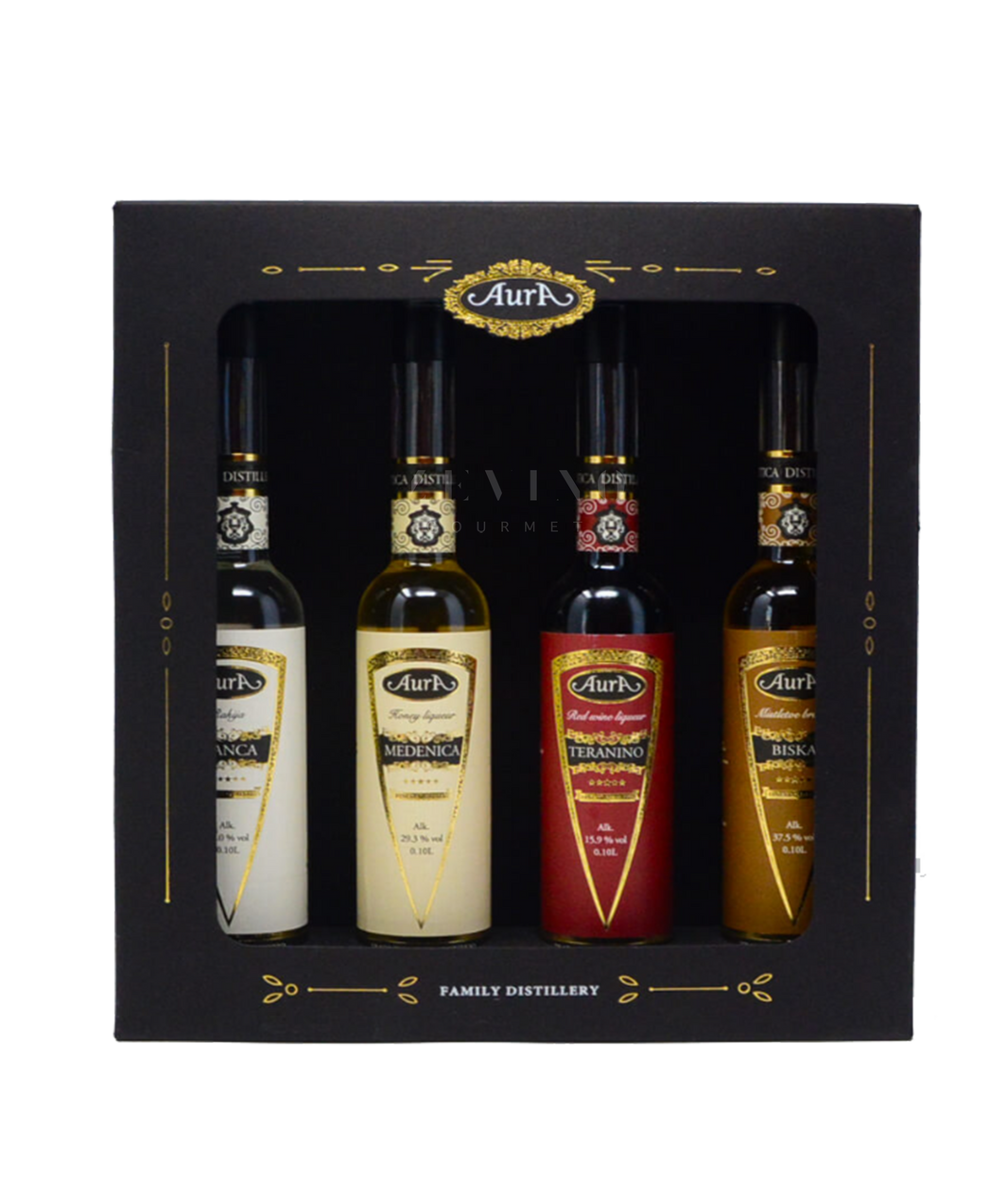 Aura Family Distillery Geschenkset (4x 0,1l) ZeVino Gourmet