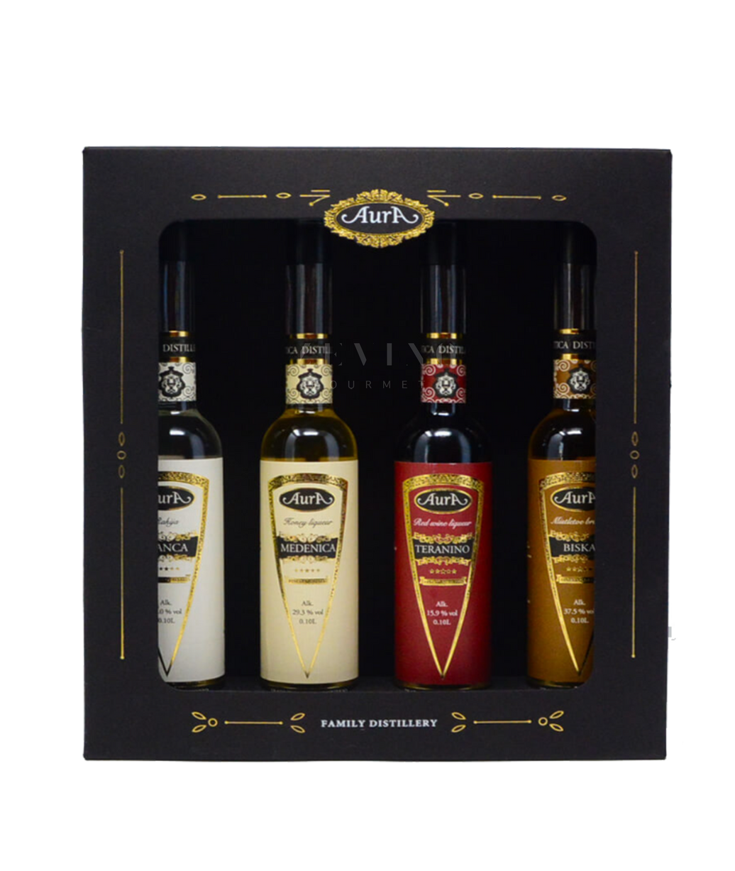 Aura Family Distillery Geschenkset (4x 0,1l) ZeVino Gourmet
